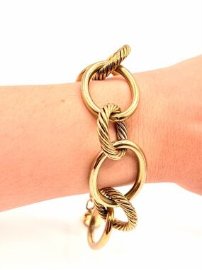 Vintage Dyrberg Kern Chunky Link Bracelet Gold Tone Statement